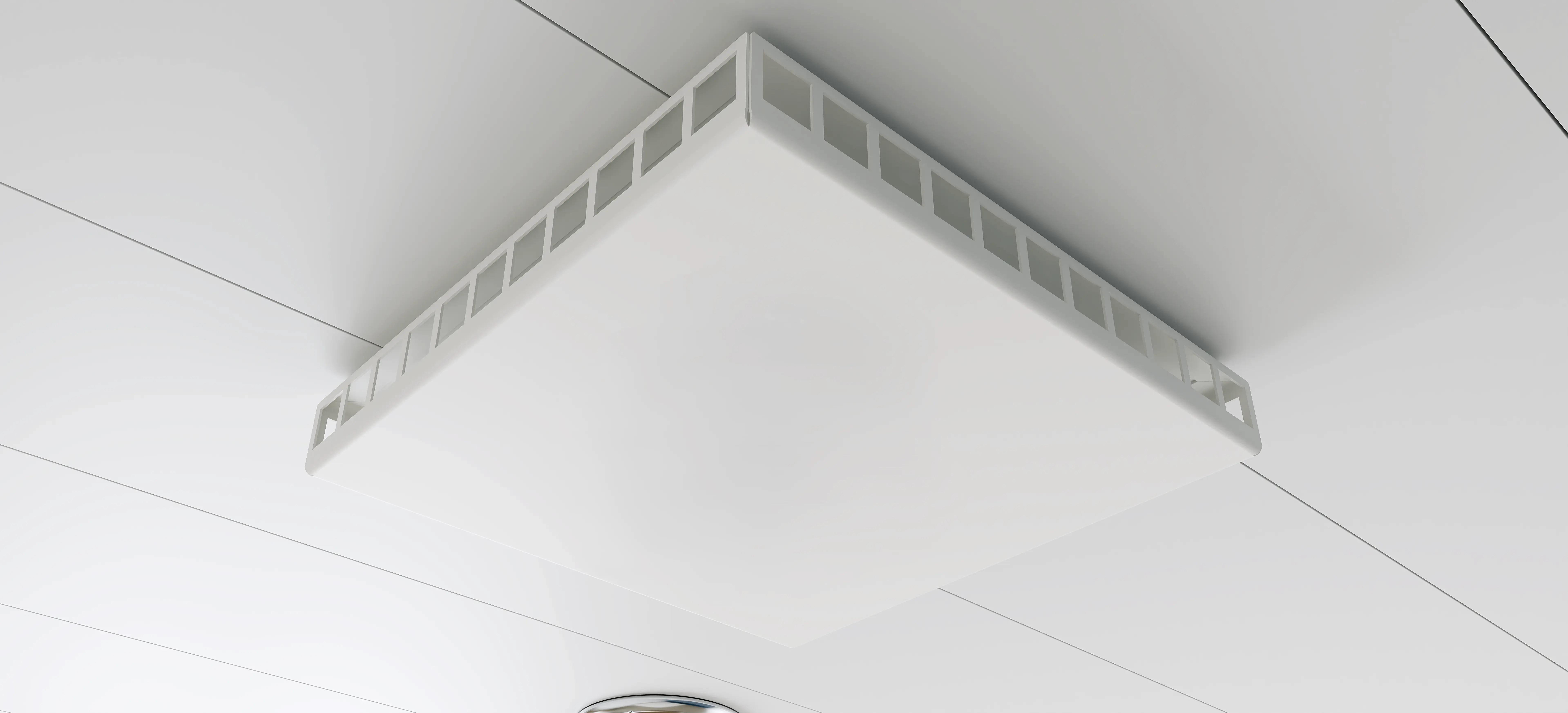 UAD fixed-flow diffuser installed in a cabin ceiling